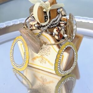 Chic Yellow and Brown Earrings